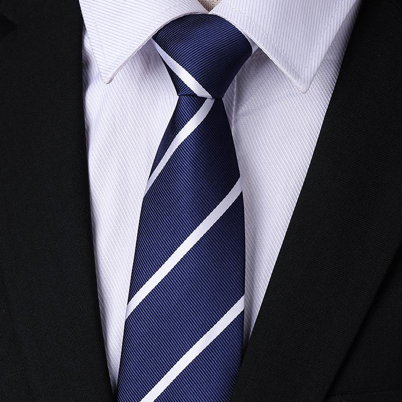 Men'S Blue Business Dress Tie Wedding Groom Work Korean Version Zipper-Style No-Beater Tie Gift Box