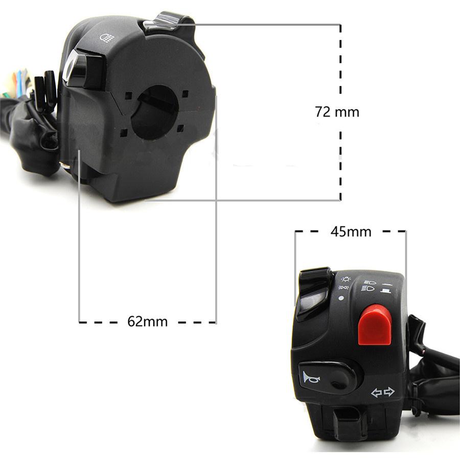 Universal 7/8"5 Functions Motorcycle Handlebar Switch Assembly Engine Electric Start Kill Horn Beam Headlight Fog Light Push Button Switch
