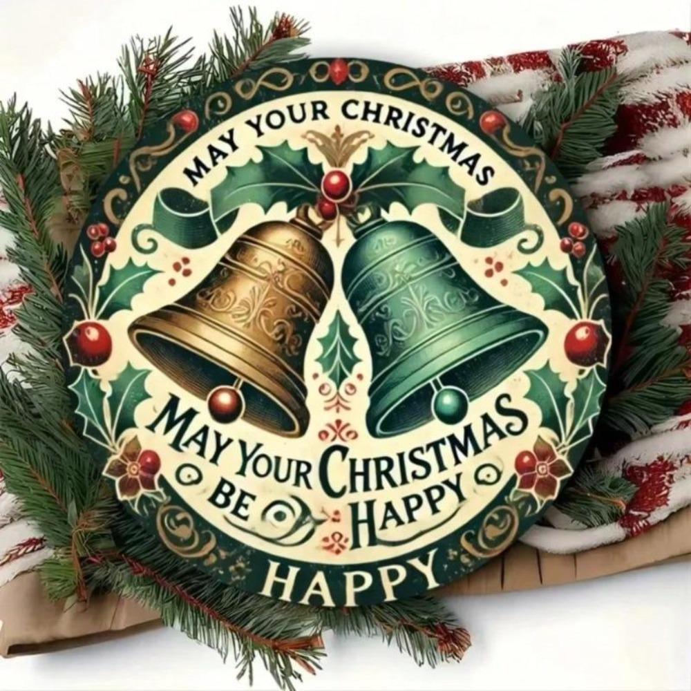 Vintage Christmas Bell Metal Sign Aluminum Wall Art Home Bar Office Decor
