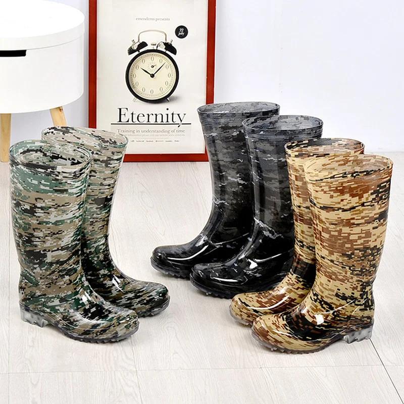 Men's Rain Boots Mid-tube Rain Boots Camouflage  Color Water Shoes Water Boots PVC New Material Rubber Shoes Work Shoes