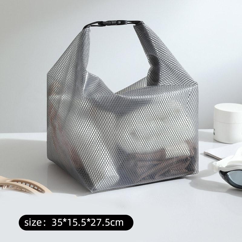 Waterproof Cosmetic Storage Bag Large Capacity Fitness Clothing Swimming Handbag Portable Shopping Travel Buckle Type Mesh Bags