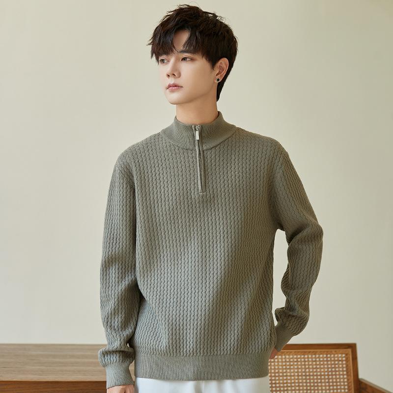 

Осень и зима Новый внутренний свитер однотонный высококачественный полуводолазный свитер свободный трендовый мужской вязаный свитер 4XL верблюд