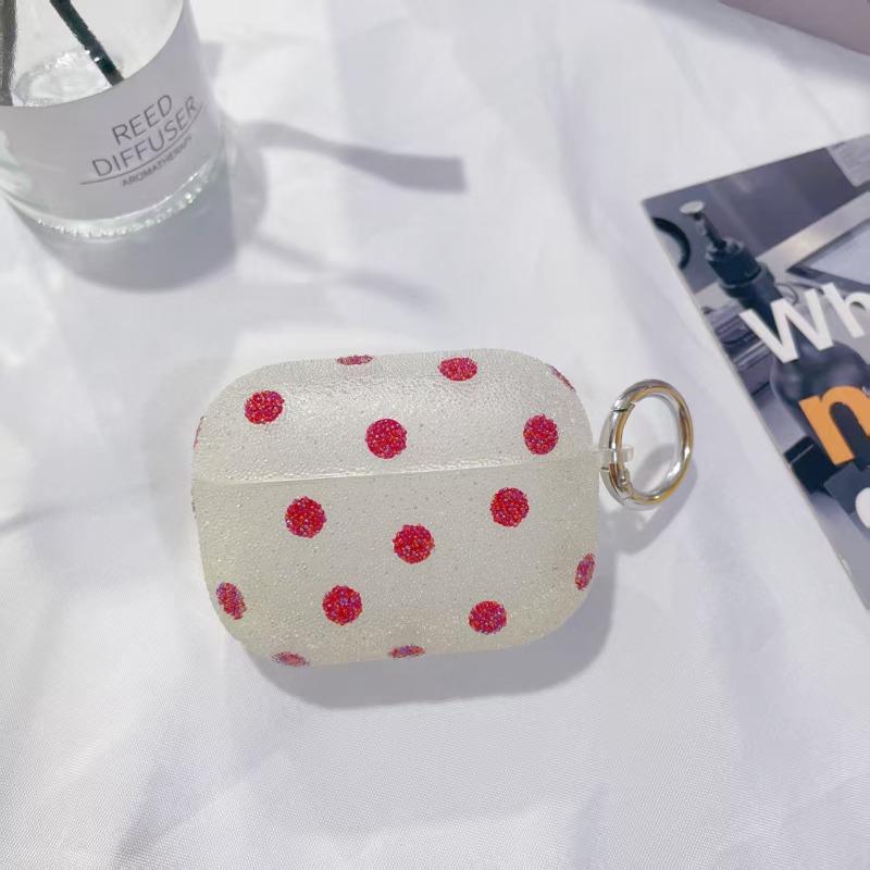 Cute sparkling polka dot headphone case suitable for soft silicone protective case with keychain anti drop shell