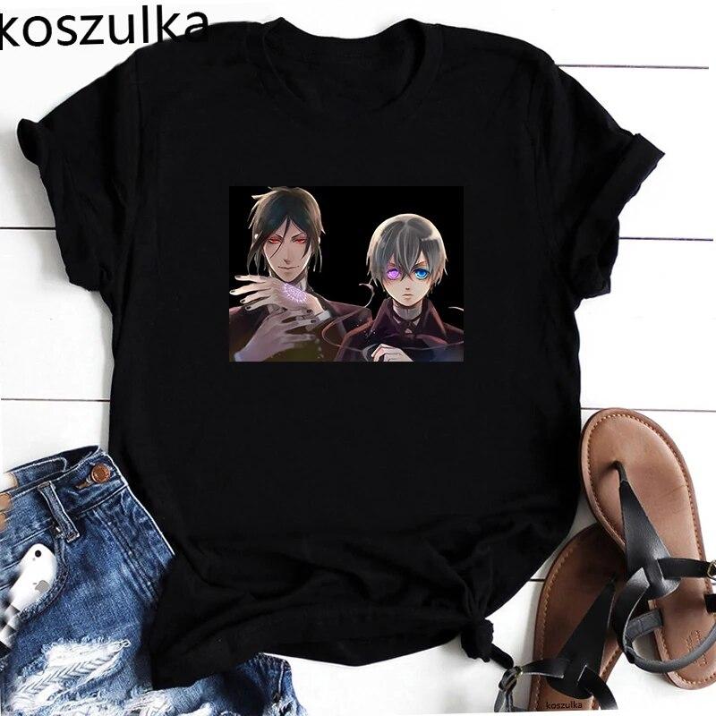 Anime Sebastian Graphic TShirt Manga Black Butler Printed Tshirt Koroshitsuji Sebastian Harajuku T-Shirt Man Women Summer Tshirt Unisex