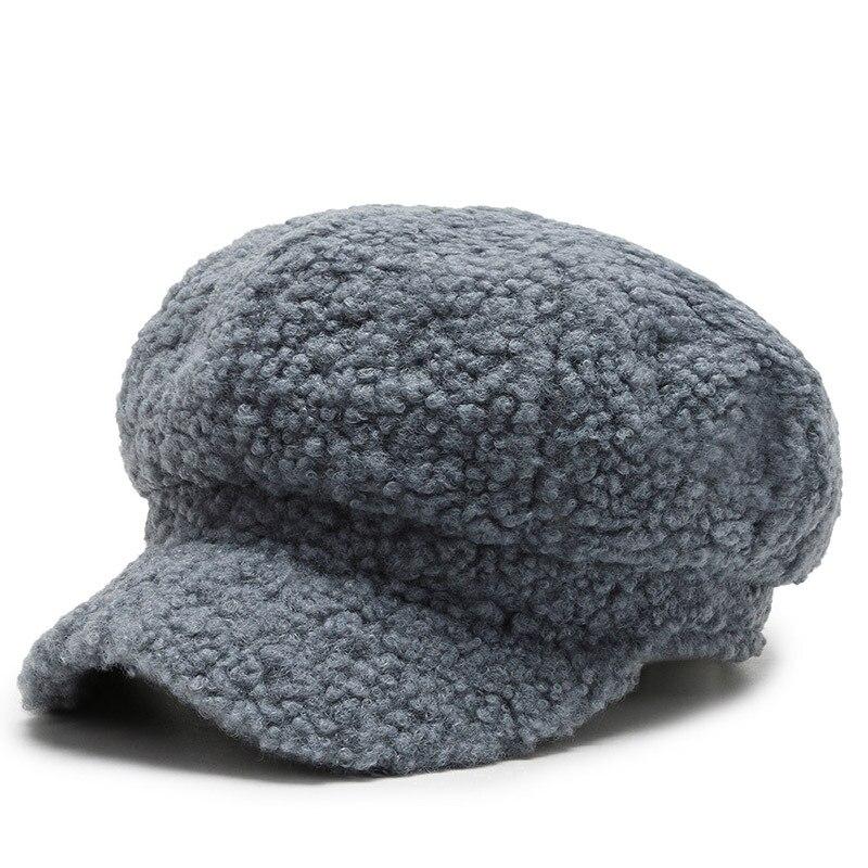 Winter Newsboy Caps Lamb Wool 