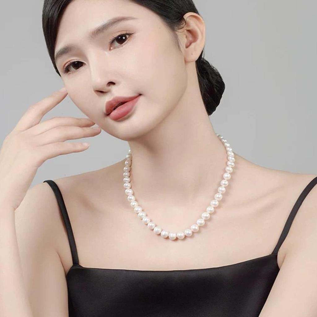 PHNIBIRD Pearl Popular and Premium Shell 925 Sterling Perfect for and Other Special Women's Necklace, Casual, Pearl, 8mm, Silver, 45cm, Weddings,