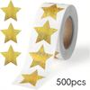 500 sheets per roll - Laser-finished fine sand gold five-pointed star stickers - Roll for gift decoration envelope sealing stickers