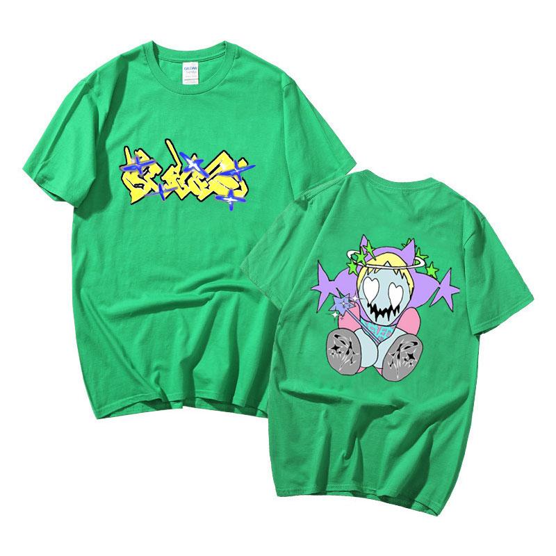 Rapper Bladee Skate Drain Gang 333 Double Sided Print T Shirts Unisex Hip Hop Loose Short Sleeve Men Women Fashion Cotton Tshirt