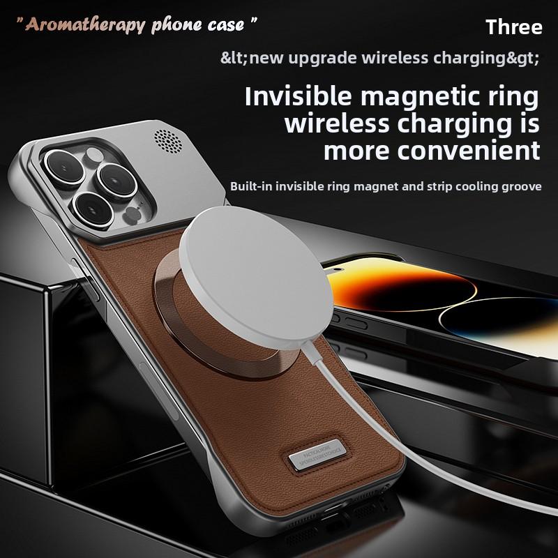 Luxury Magnetic PU Leather Aromatherapy Case For iPhone 17 Air 11 12 13 14 15 16 Pro Max Plus Wireless Charging Borderless Case
