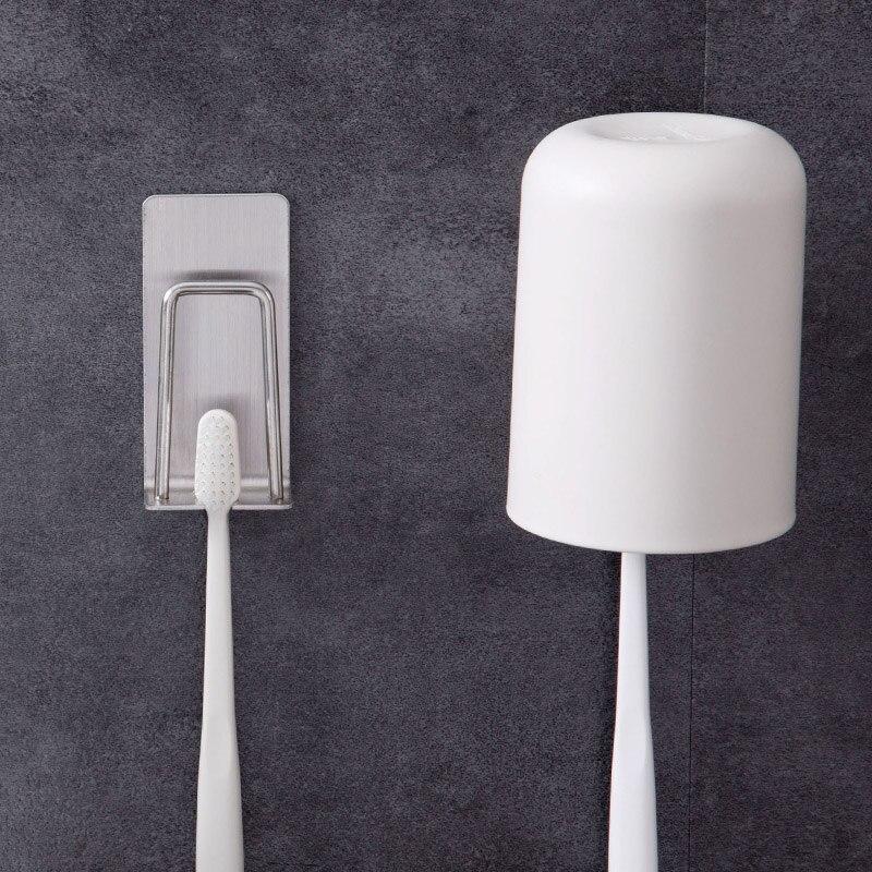 1/2/3pcs Stainless Steel Toothbrush Holder Shaver Cup Wall Mount Toothbrush Storage Rack Bathroom Accessories Set