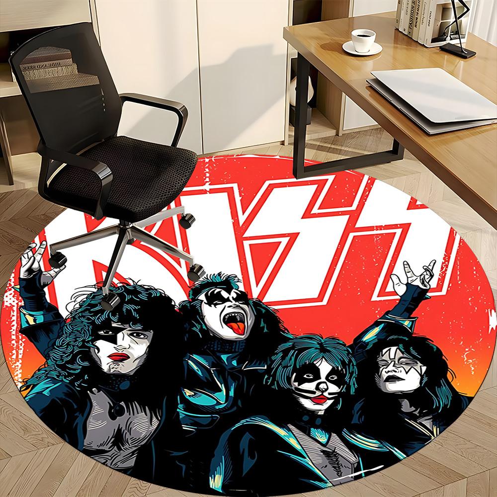1pc KISS Band Office Round Area Rug, Under Office Chairs Bedroom Living Room Home Decor a0926069