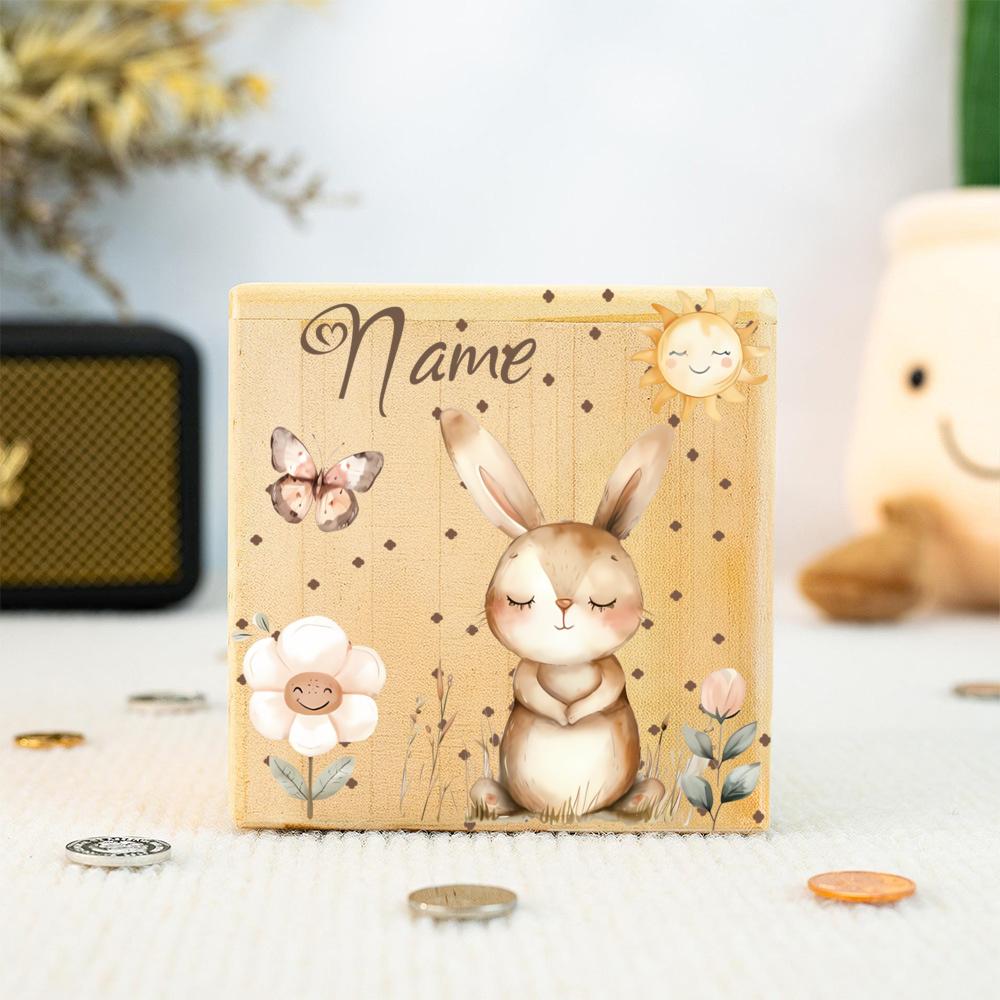 Personalized Piggy Bank with Name Kids Coin Bank Wooden Piggy Banks Gift Kid Christmas Gift Nursery Decor Money Box for Children