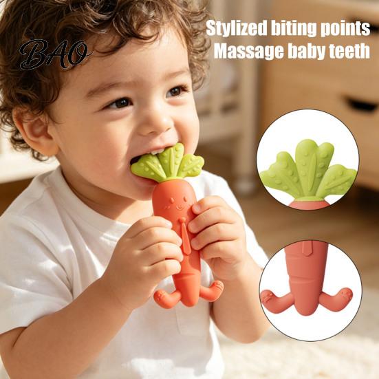 BPA Free Teething Toy Baby Silicone Carrot Teether, Food-Grade BPA-Free Chew for 3-6 High Temperature Sterilizable Teether Months, Soothing