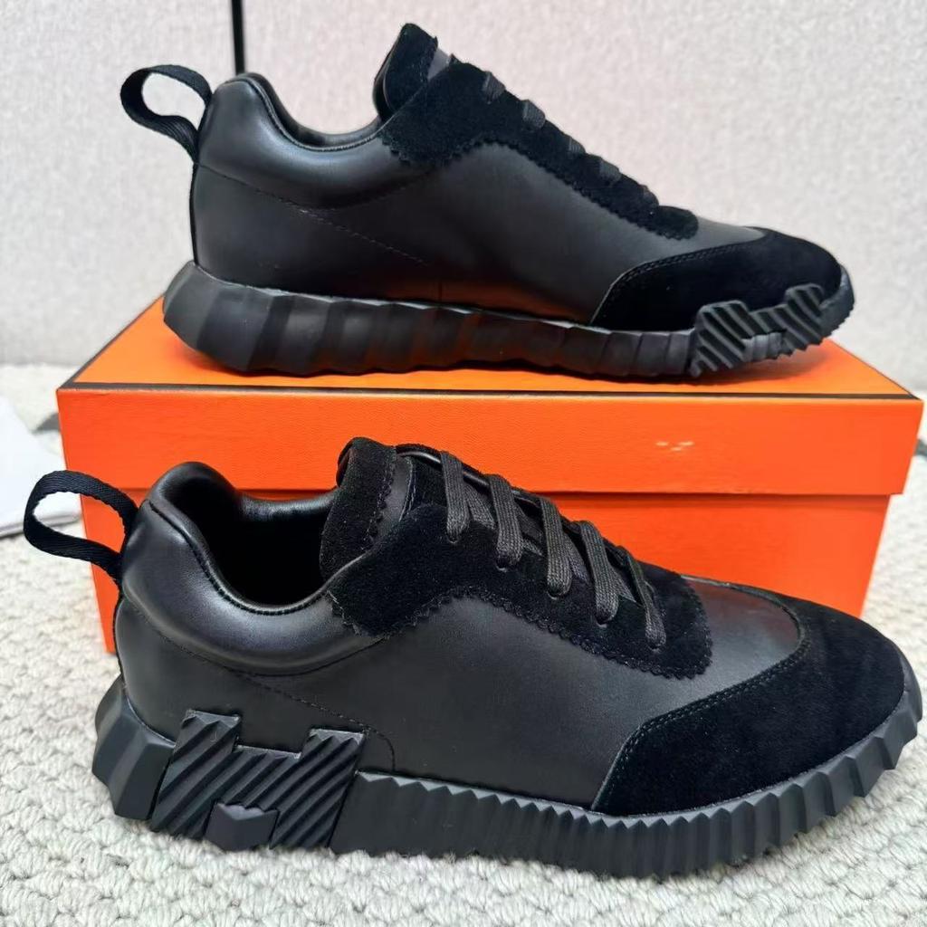 European Hh Men'S Shoes Sports Shoes Leather Mesh Shoes Breathable Versatile Lace-Up Light Luxury High-End Height Increase