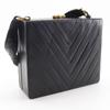 CHANEL Chevron COCO Mark Shoulder Bag V stitch vintage black lambskin Women Used