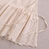 Sweet Mori Style Cotton Linen Embroidered Vest with Side Slit and Tie-Up Design