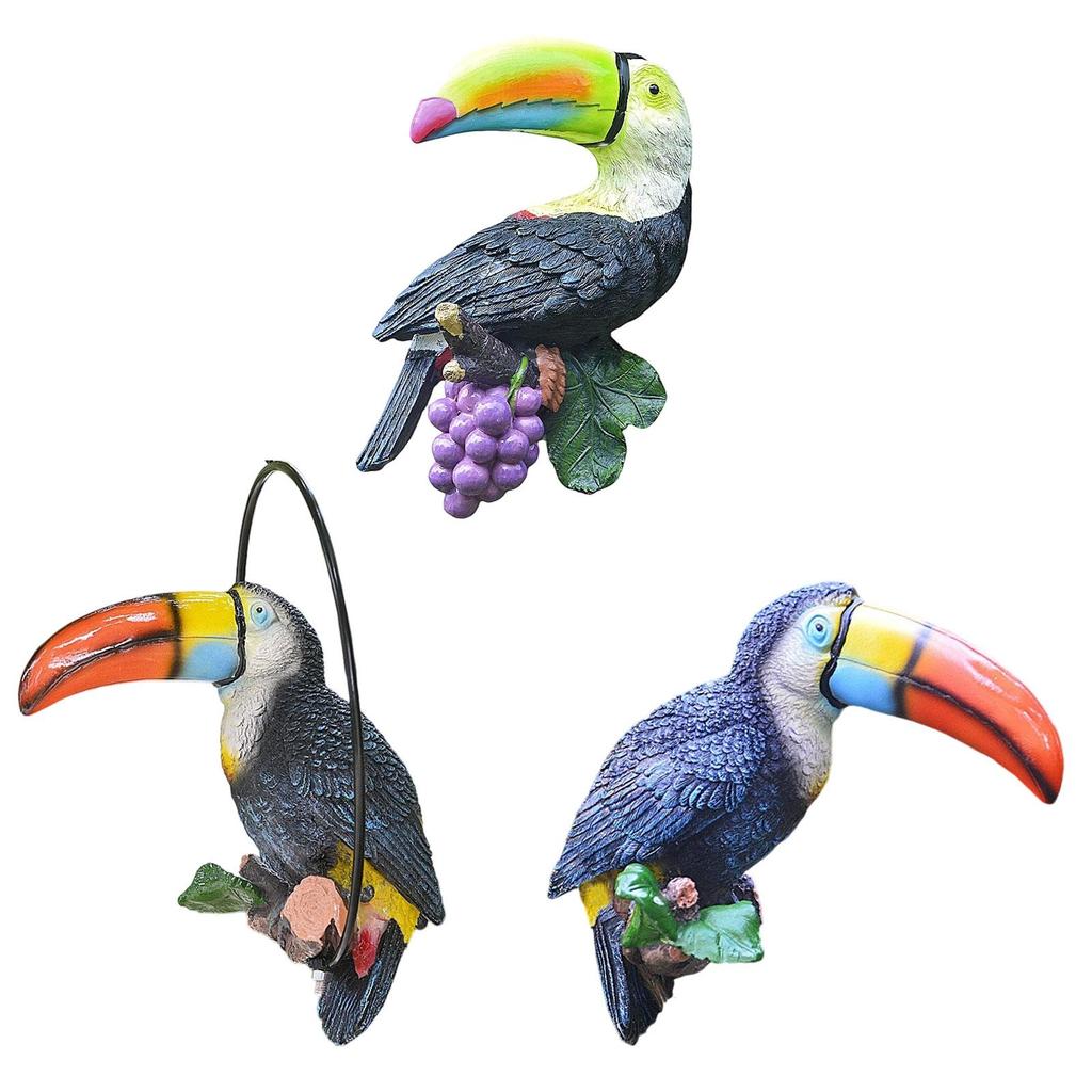 Toucan Tree Decor Funny Desktop Table Ornament Sculpture for Lawn Porch Gift