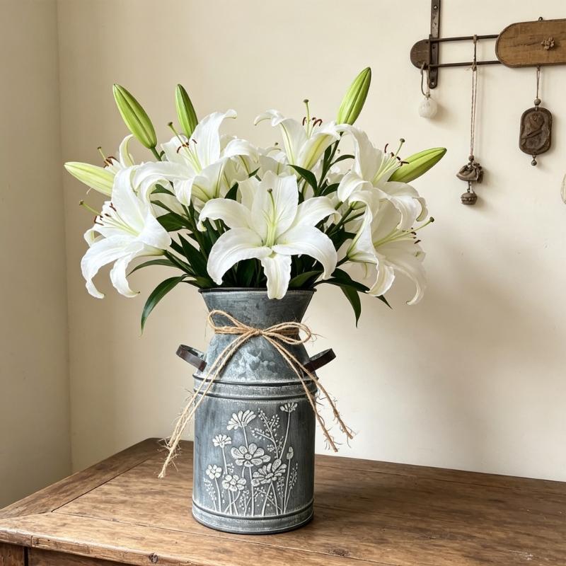 Boerderij Gegalvaniseerd Metaal Decoratieve Bloempotten Antieke Melkbus Kan Voor Woonkamer Kantoor Tuin Decoraties