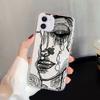 For iPhone 15 16 Pro Max Case For iPhone 11 13 14 Pro Max 13 12 Mini 7 8 XR XS X SE 3 Abstract Line Face Aesthetic Phone Cover