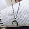 Harajuku Crescent Moon Pendant Necklace: Unisex, Trendy Titanium Steel Necklace and Pendant for Couples.