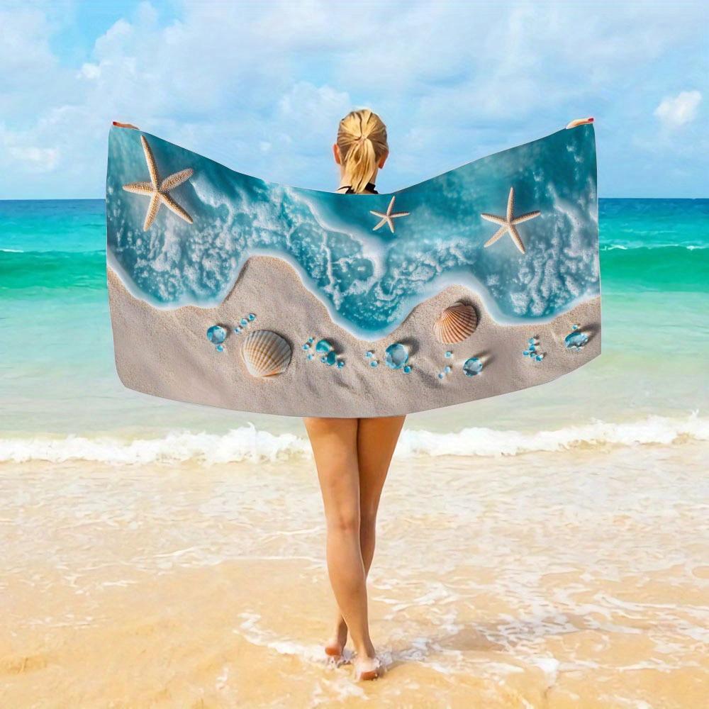 1pc Tropical Island Polyester Beach Towel, 2D Printed, Year-Round, Lightweight & Quick-Drying, Unisex for Swimming/Surfing/Campi