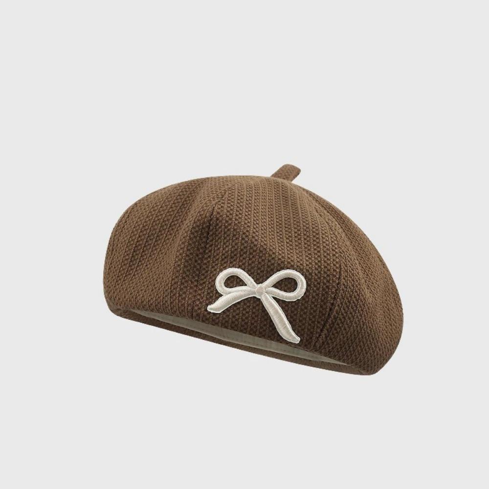 

Регулируемая шляпа-тыква с бантом, винтажная восьмиугольная кепка, новые вышитые береты кофейный