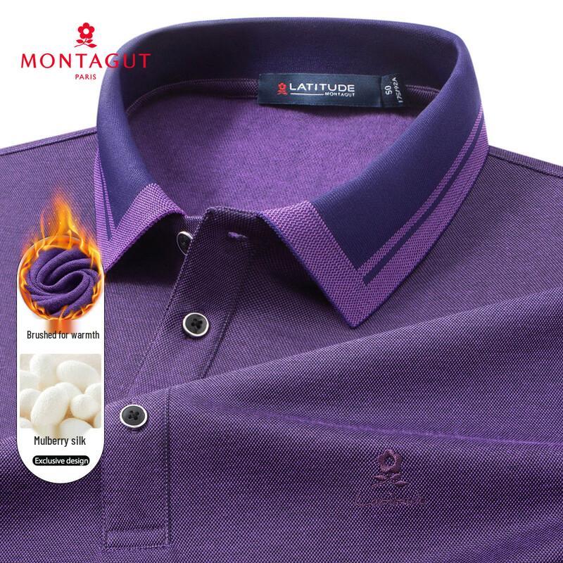 Montagut Men's Silk Blend Long Sleeve Polo Shirt
