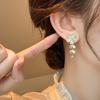 Elegant Retro White Flower Zircon Tassel Earrings for Women - Light Luxury and Versatile Ear Jewelry