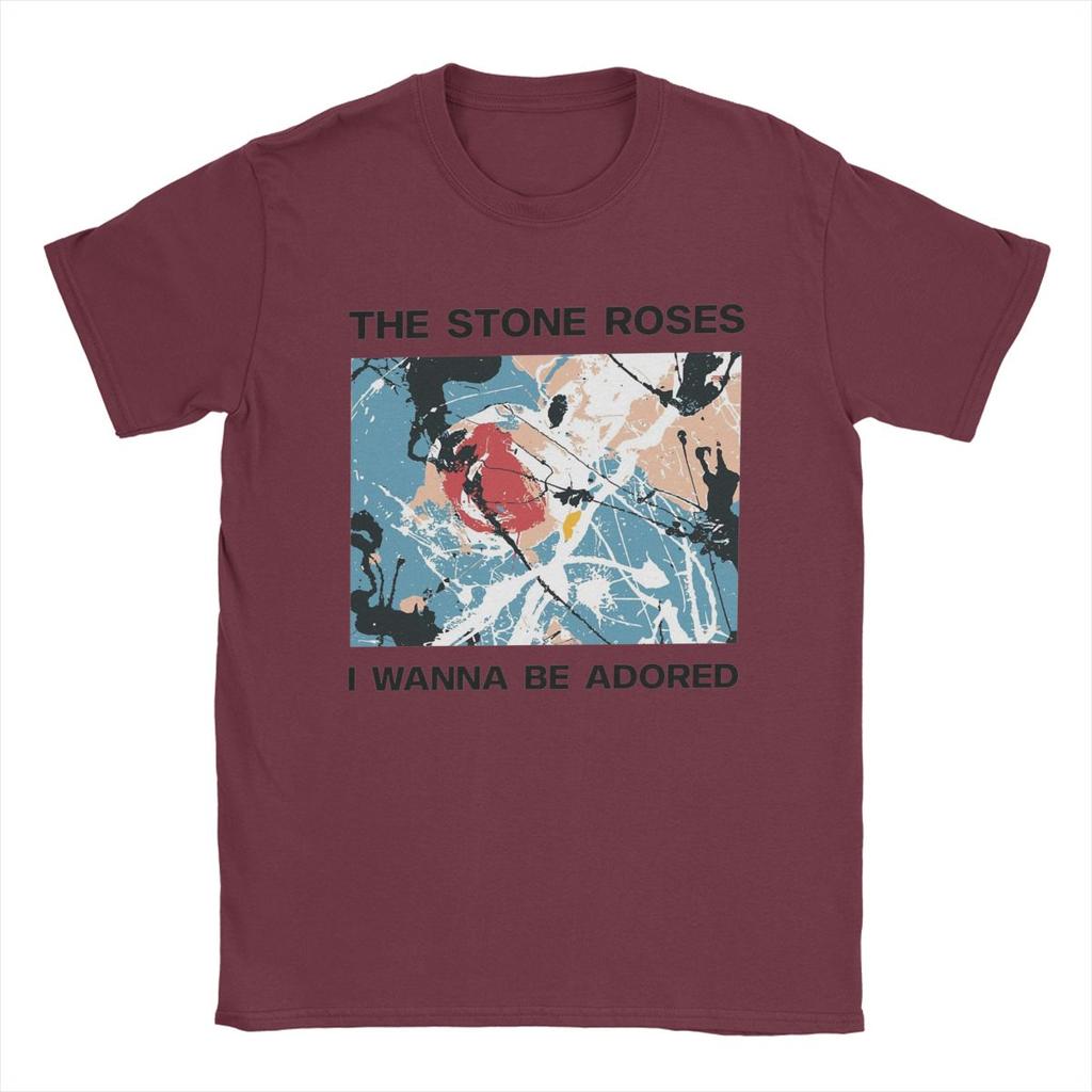 Men T-Shirt Stone Roses I Wanna Be Adored Funny Pure Cotton Tees Short Sleeve T Shirts Crewneck Tops Plus Size