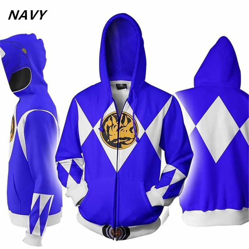 Men Women Sweatshirt Power Rangers Cosplay Hoodie Costume Superhero Cosplay Halloween Party Streetwear Tops