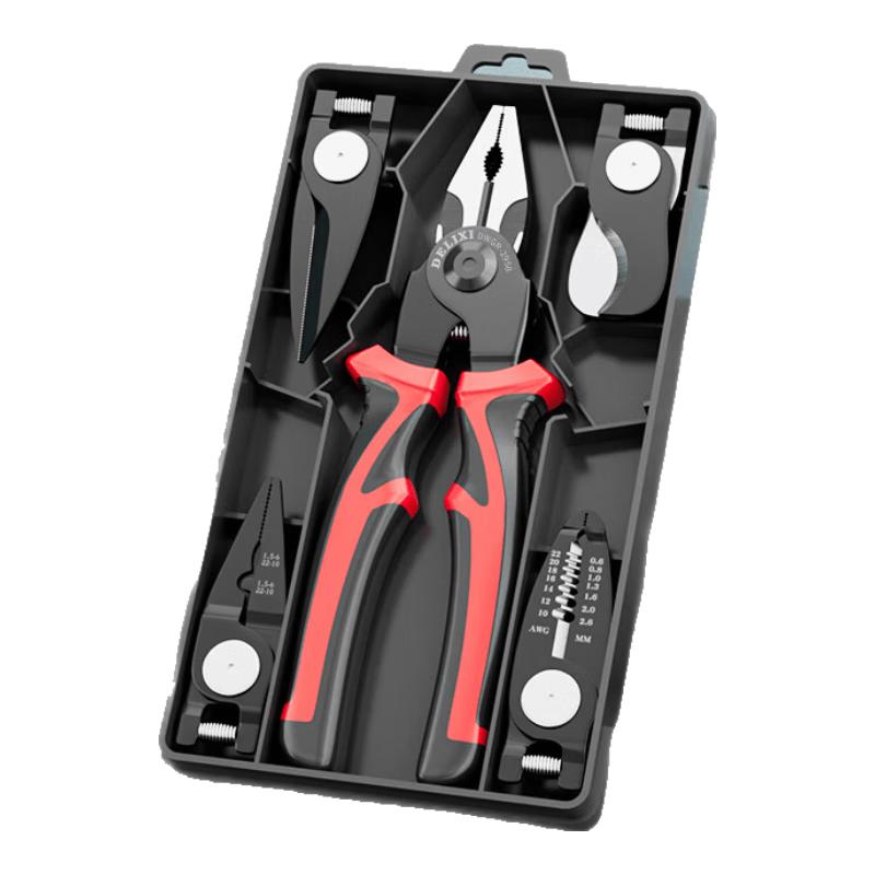 Delixi 5-in-1 Multi-function Interchangeable Head Pliers