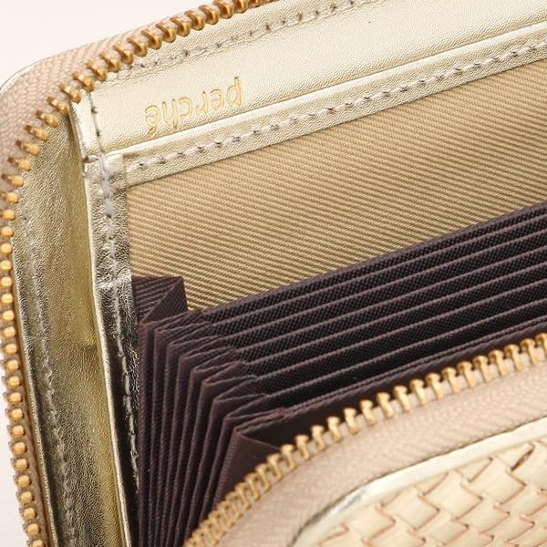 Perke Leather Mesh Bellows Card Holder Long Wallet 08-06-04062 Women's PI