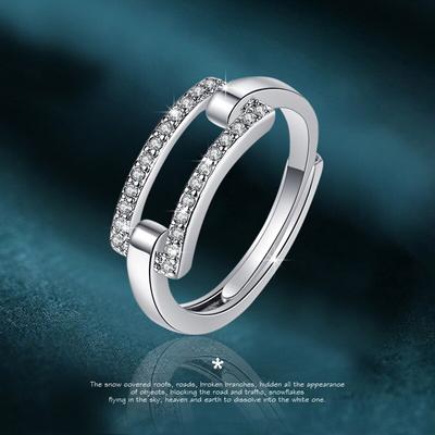 New Arrival Stylish Trendy Rectangle Hollow Sterling Silver Tone Open Trendy Stylish Women Finger Ring Gathering Gathering Souvenir Gift Idea