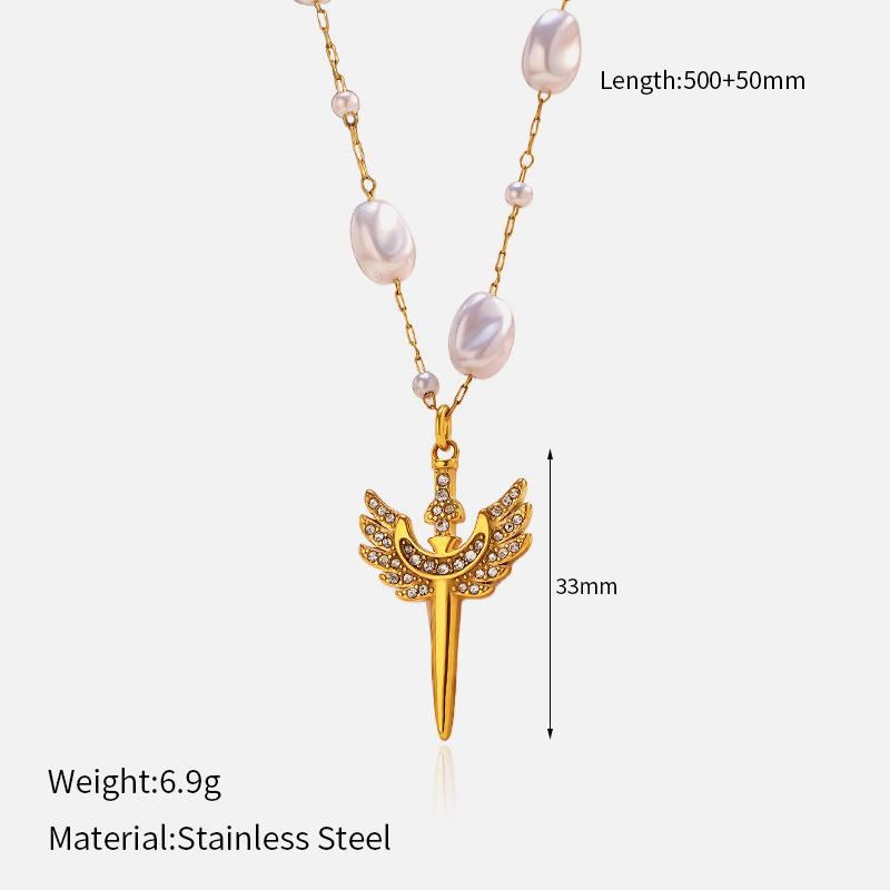 Chenhe European and American stainless steel necklace, high-end light luxury collarbone chain, fashionable gold sweater chain, titanium steel necklace