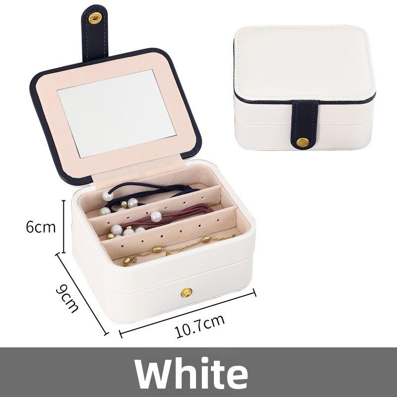 Children Jewelry Box With Mirror Multi Layer Travel Organizer For Earrings And Necklaces