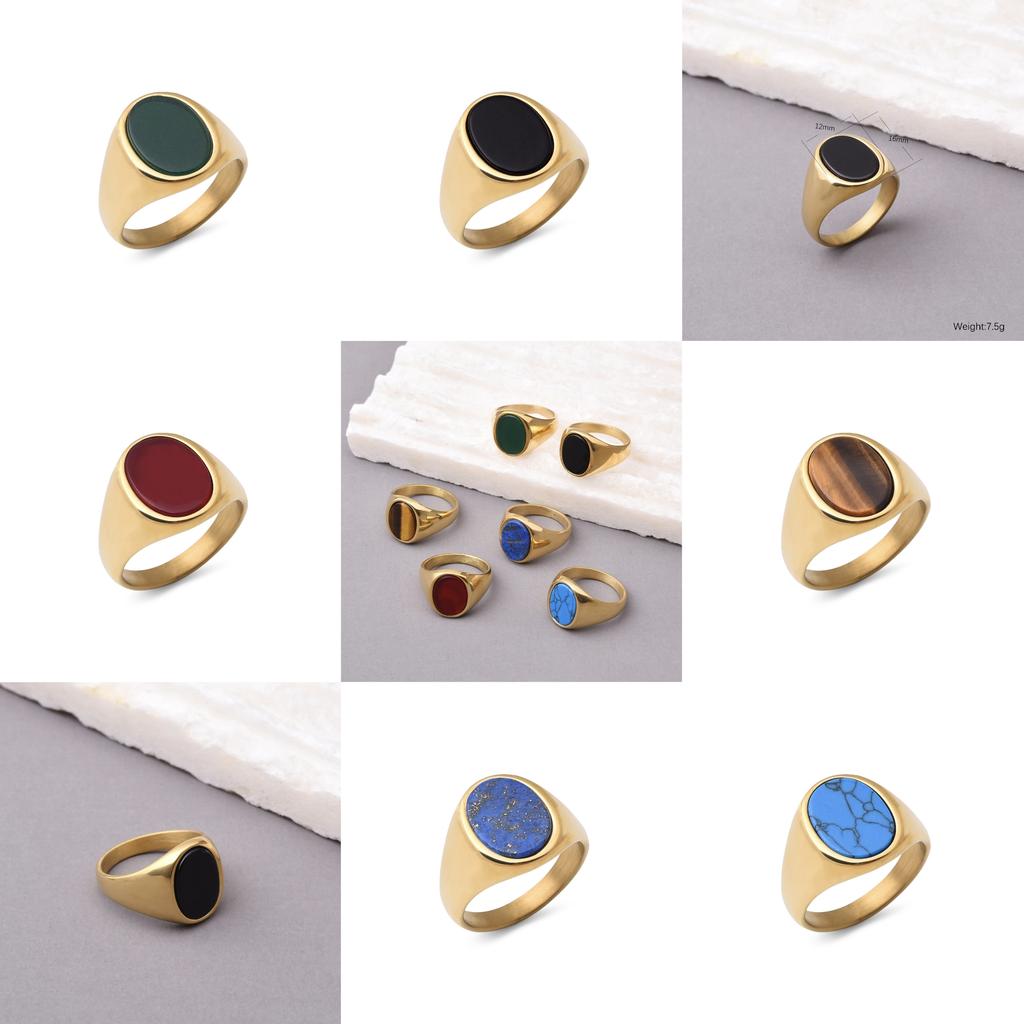 R3326 Men's/Women High Quality 316L Stainless Steel Onyx Rings