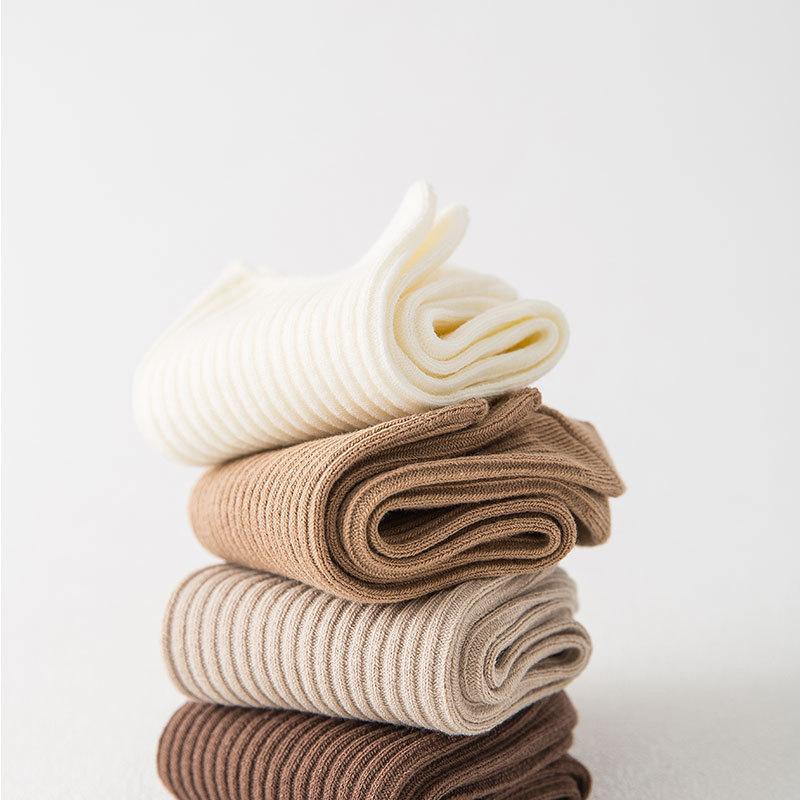 2 Pairs Of New Japanese Socks Set Solid Color Women's Casual Cotton Socks Autumn Simple Women's Medium Length Socks