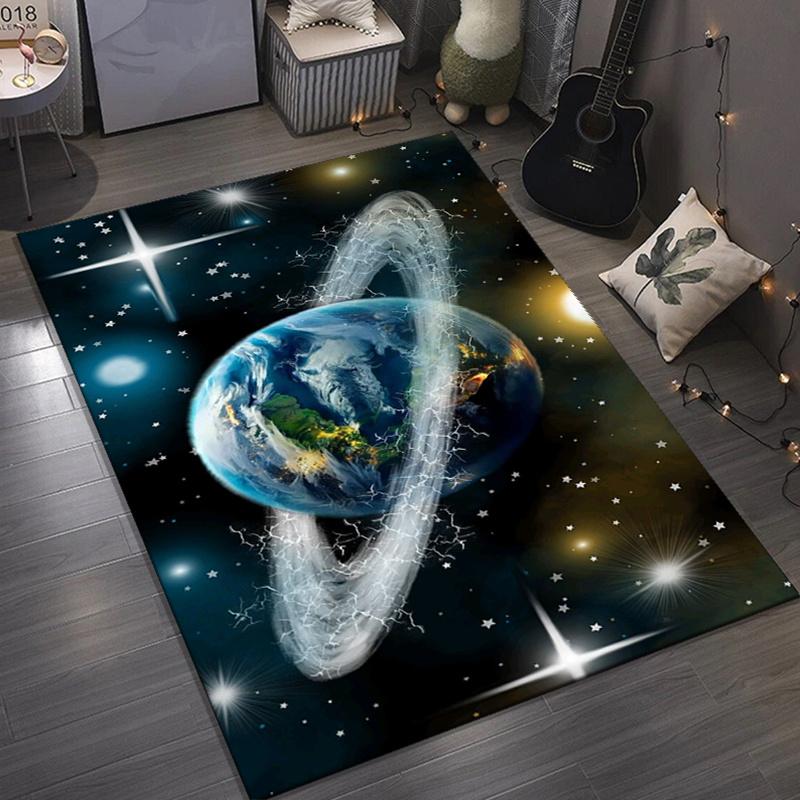 

Cosmic Earth Rug with Galaxy Design - Modern Home Decor for Bedroom or Living Room, Unique Space-Themed Carpet 50x80cm20x31in