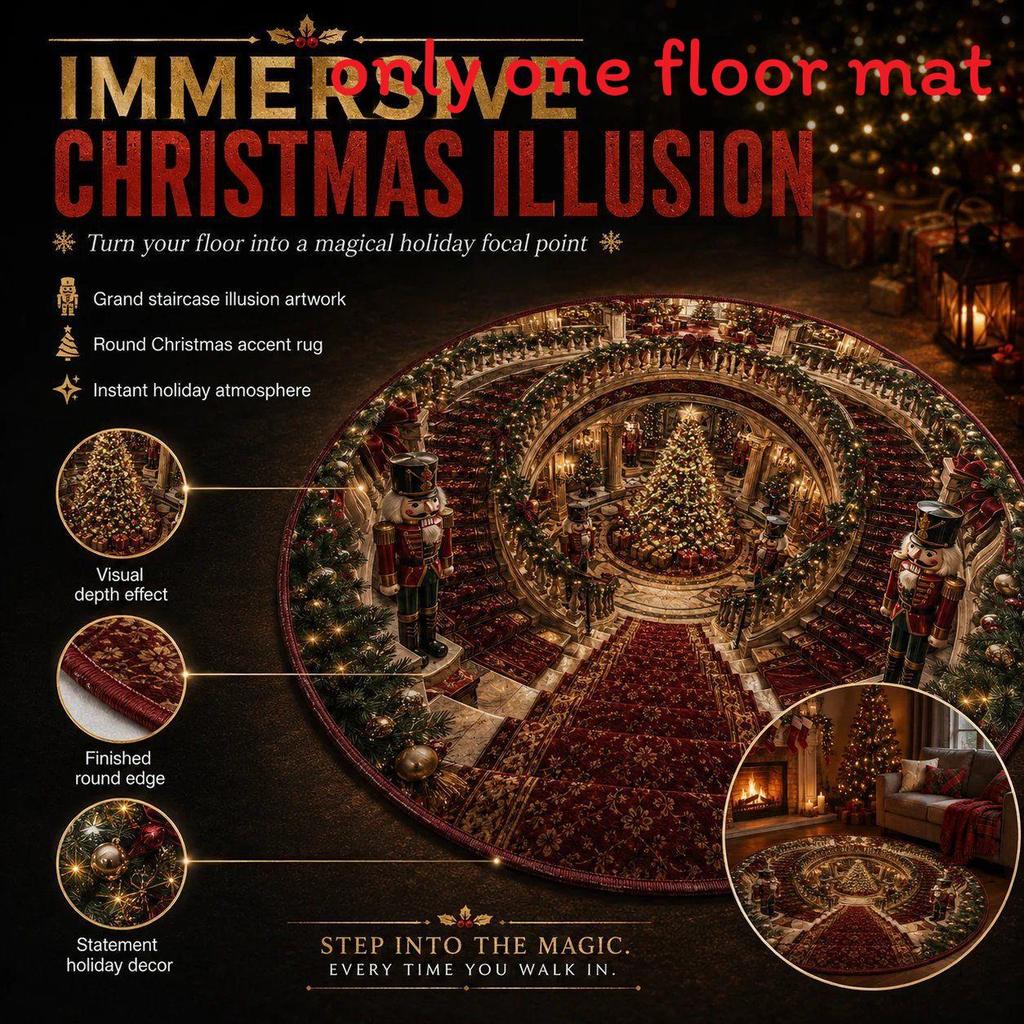 Christmas Cartoon Round Rug Waterresistant Carpet For Living Room Decor