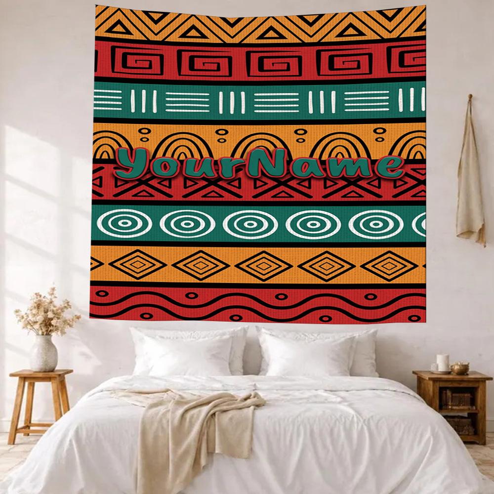 Ethnic Tribal Patterns Custom Your Name Wall Decor Tapestry Art For Pet Memorial Birthdaywedding Party Backdrop Family Gift