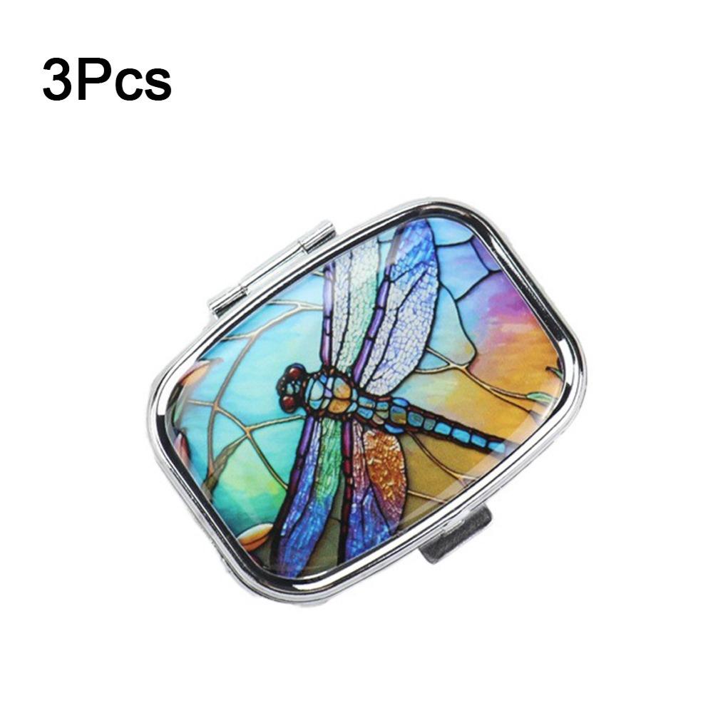 3Pcs Divided Travel Medicine Case Lovely Colored Small Pill Container  Cabinet