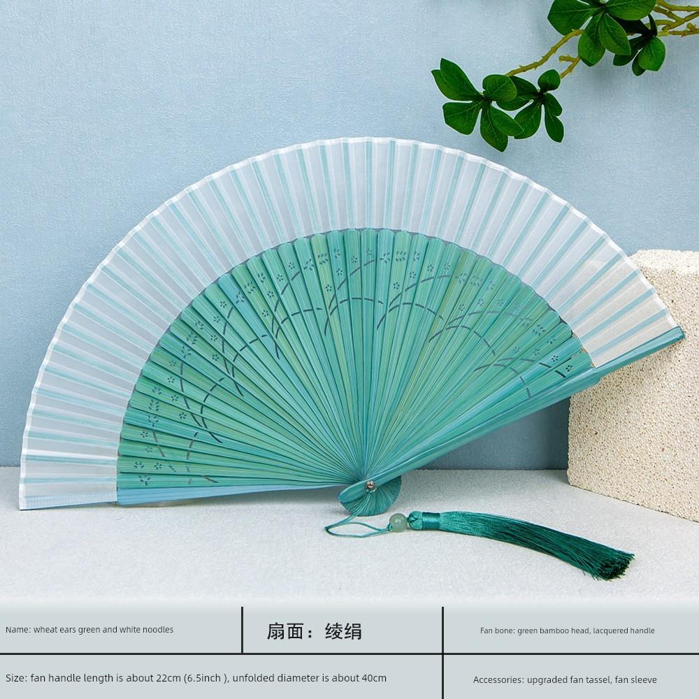 Chinese Style Gifts Ghatpot Silk Portable Portable Fan Dance Fan Performance Fan Summer Ink Painting Folding Fan Chinese Ancient Style Cut Out Men