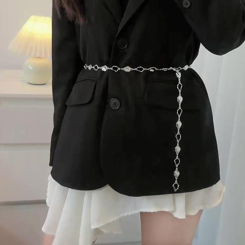 Silbernes Metallkettengürtel für Damen mit glitzernden Pailletten für Freizeit- und formelle Kleidung