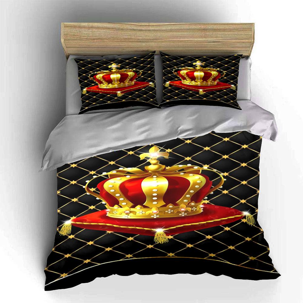 Golden crowns and diamonds. Bedding sets Duvet cover sets Duvet covers Pillowcases(1 * Duvet Cover 2 * Pillowcases without duvet insert)