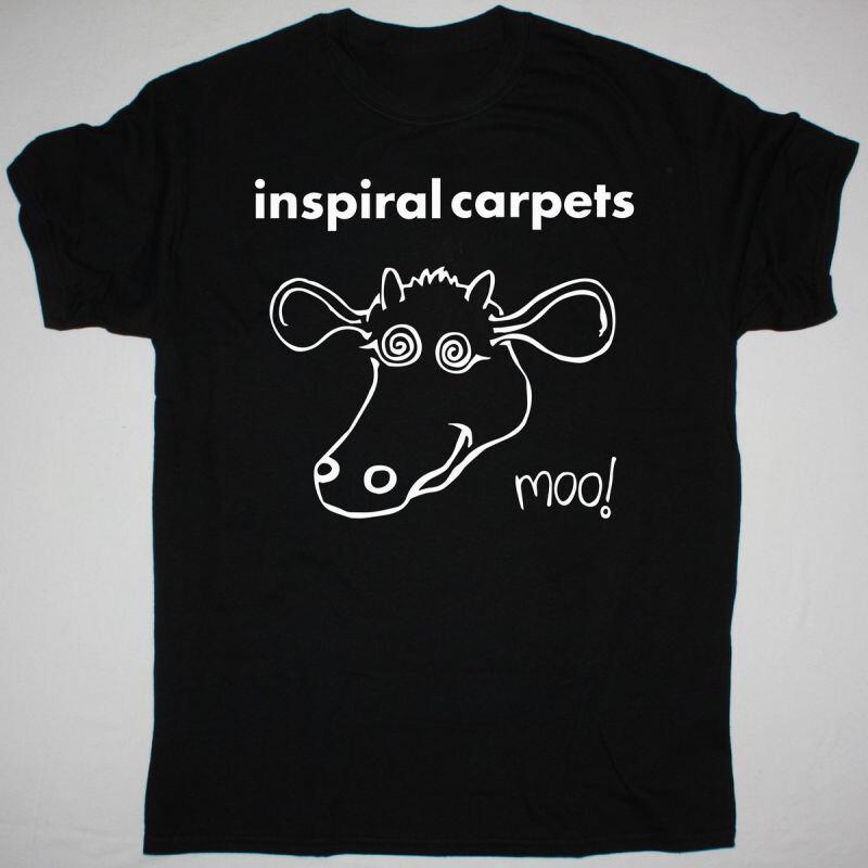 Винтаж INSPIRAL CARPETS MOO Хлопок Черный Унисекс Все Размеры Футболка DI189 Унисекс Футболка S