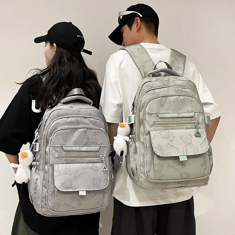School bag girls junior high school print bear design backpack 2025 new outdoor sports backpack fashion travel bag