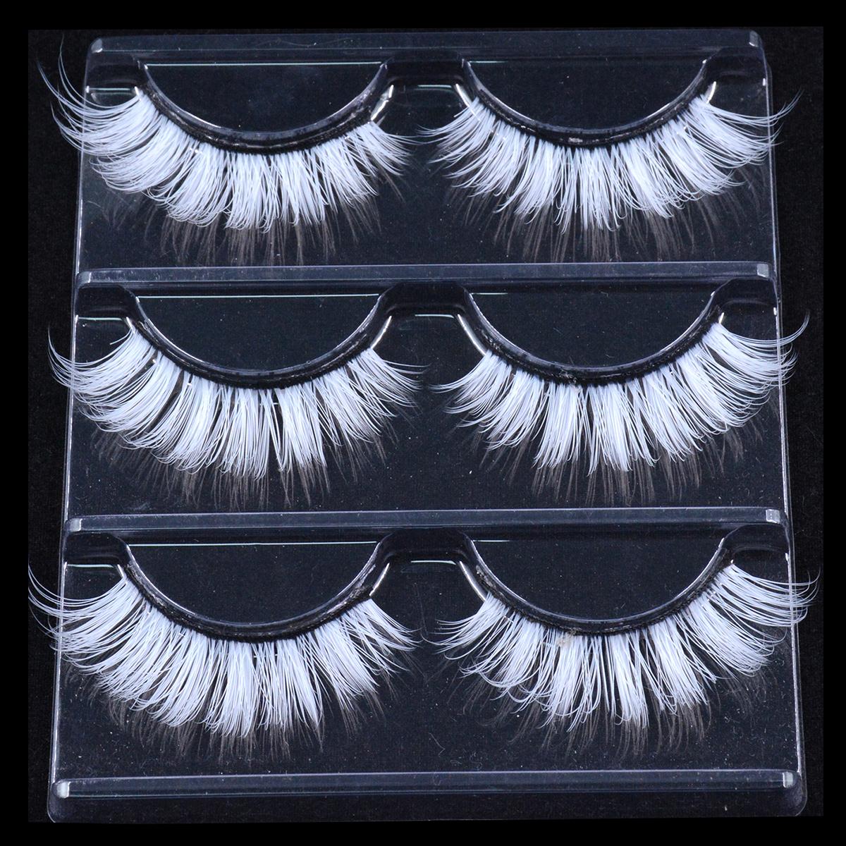 

3 пары пушистых кружевных белых ресниц 3D натуральных цветных искусственных веганских шелковых ресниц для косплея Хэллоуин макияж вечерние