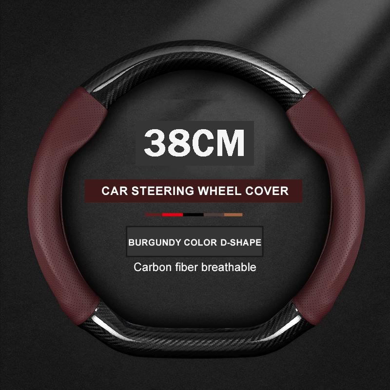 For Hyundai I30 I20 I10 Tucson Elantra Avante Kona Ix35 Ix25 Grand Elantra Solaris Carbon Fiber Leather Car Steering Wheel Cover