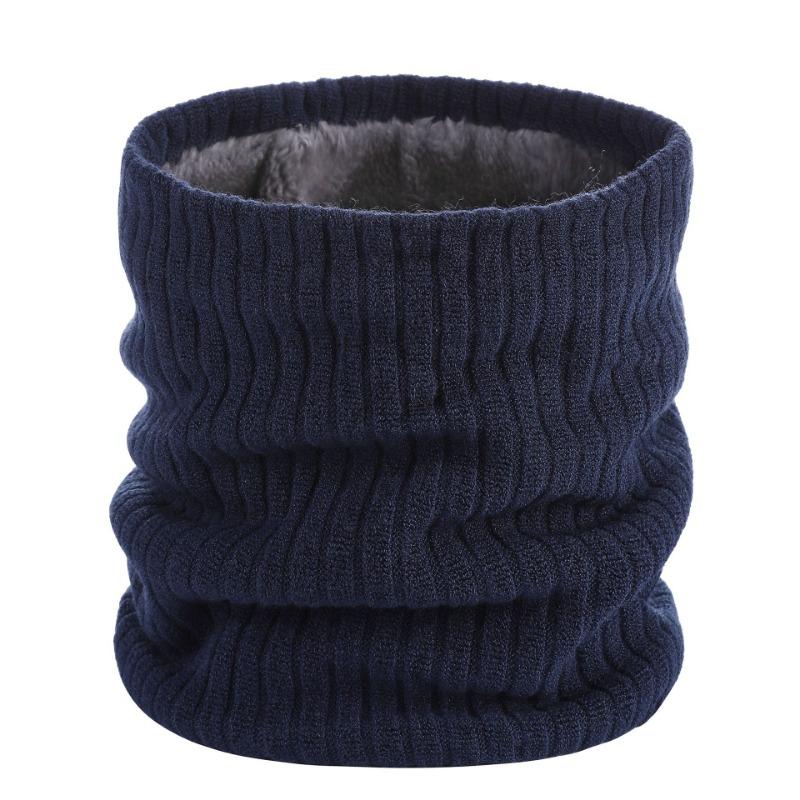 Double-layer Velvet Thickened Warm Neck Cover, Solid Color Wool Single-circle Knitted Scarf, Autumn and Winter Versatile Scarf for Men and Women