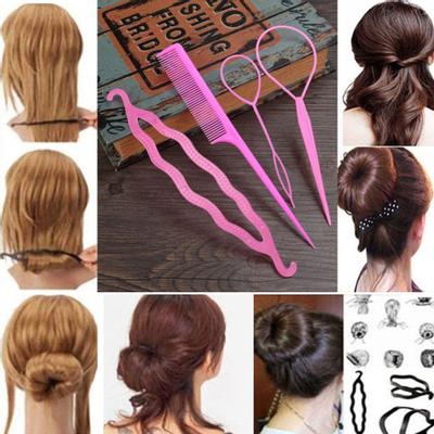 4-teiliges Zopf-Pferdeschwanz-Brötchen-Maker-Kamm-DIY-Haar-Styling-Set